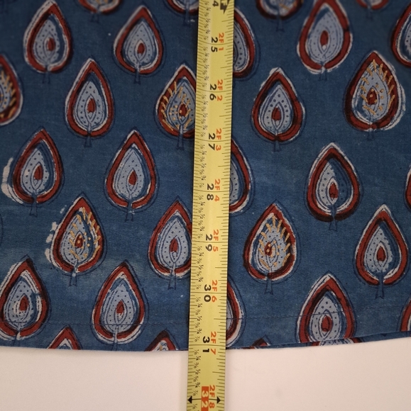 ANOKHI 100% Cotton Straight Tunic in Blue Ruby Red Handcrafted Pattern - Size M - Picture 9 of 13